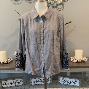 Calvin Klein Black and White Striped Top